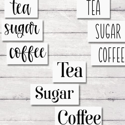 Tea Coffee Sugar Labels // Pantry Organisation Decals // Etsy