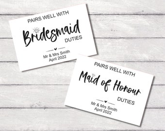 DIY Custom Wedding Mini Prosecco Champagne Sticker Bridal Party Hen do Bridesmaid Gift
