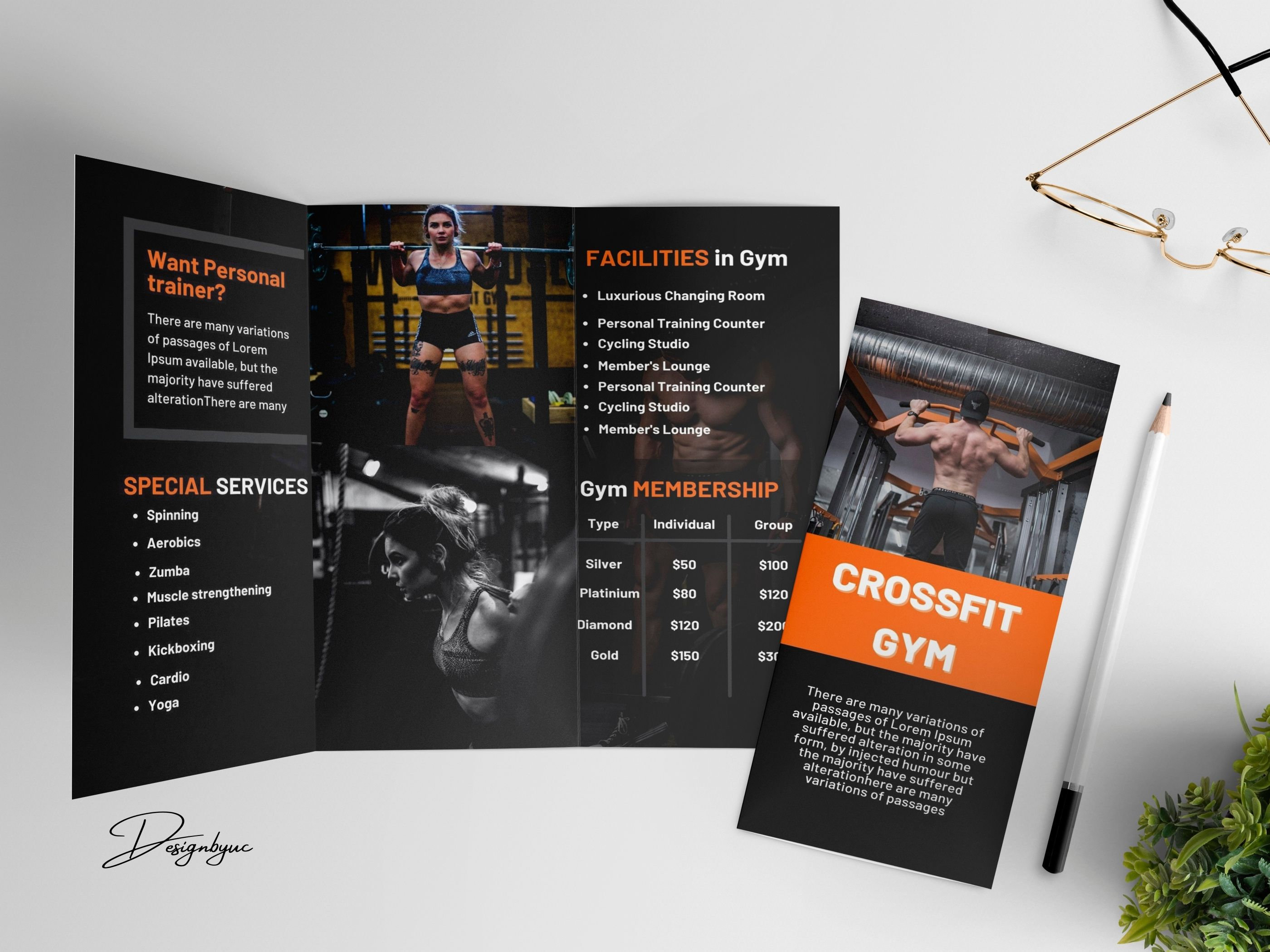 Gym & Fitness Editable Printable Trifold Flyer Price List Template Edit