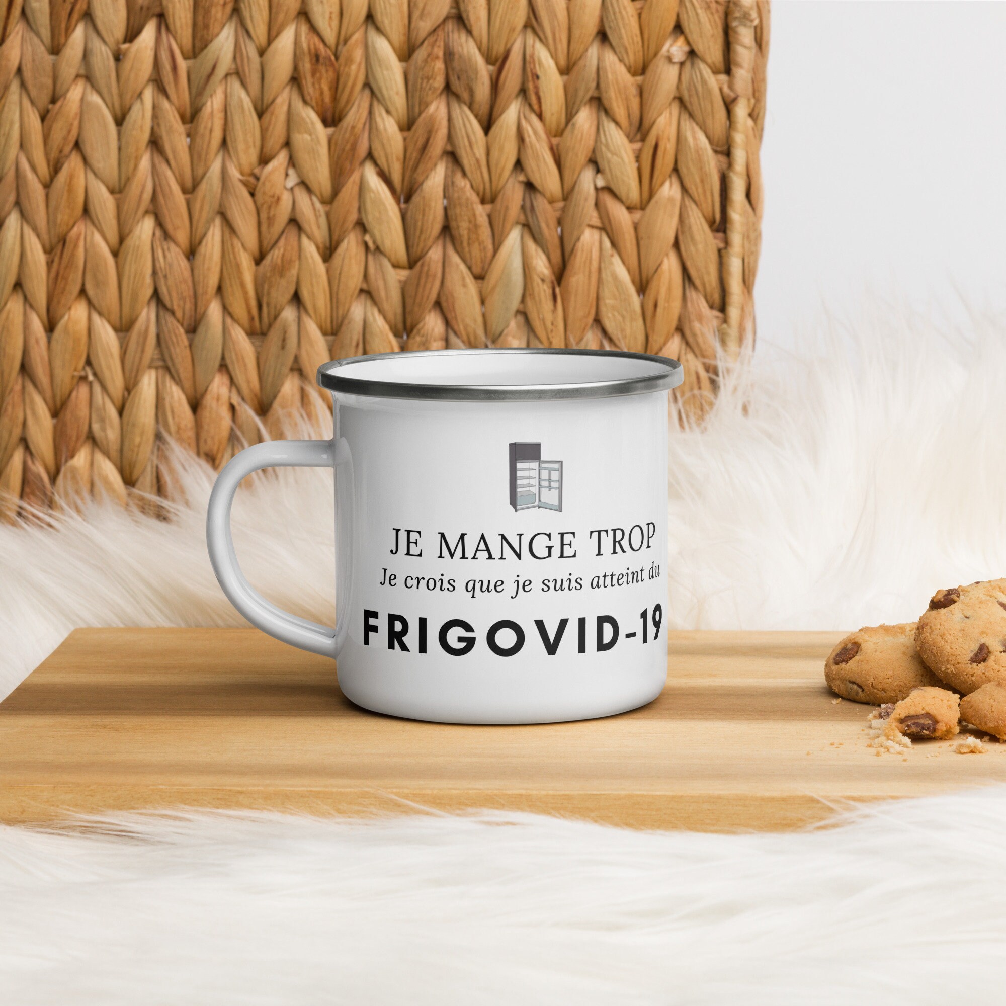 Mug Émaillé Frigovid-19, Phrase Humoristique
