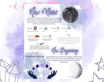 New Moon Grimoire Page, Book of Shadows, BOS Sheets, New Moon Magic, Digital Download, Printable Grimoire, BOS Pages, Witchcraft, Pagan