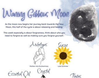 Waning Gibbous Moon Grimoire Page, Book of Shadows, BOS Sheets, Full Moon Magic, Digital Download, Printable Grimoire, BOS Pages, Witchcraft