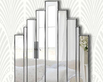 Opulent Romance Art Deco Wall Mirror in Silver