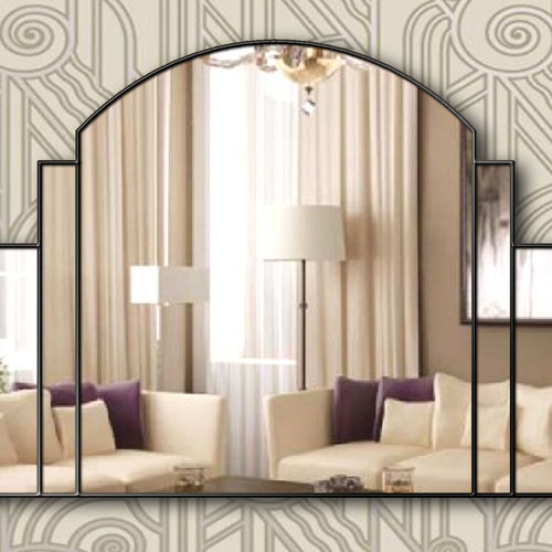 Handmade Mia Art Deco Over Mantle Wall Mirror in Gold Etsy