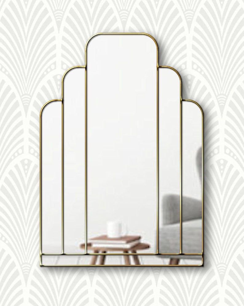 Art Deco Shaped Handmade Wall Mirror Tuscan 80x56cm image 2