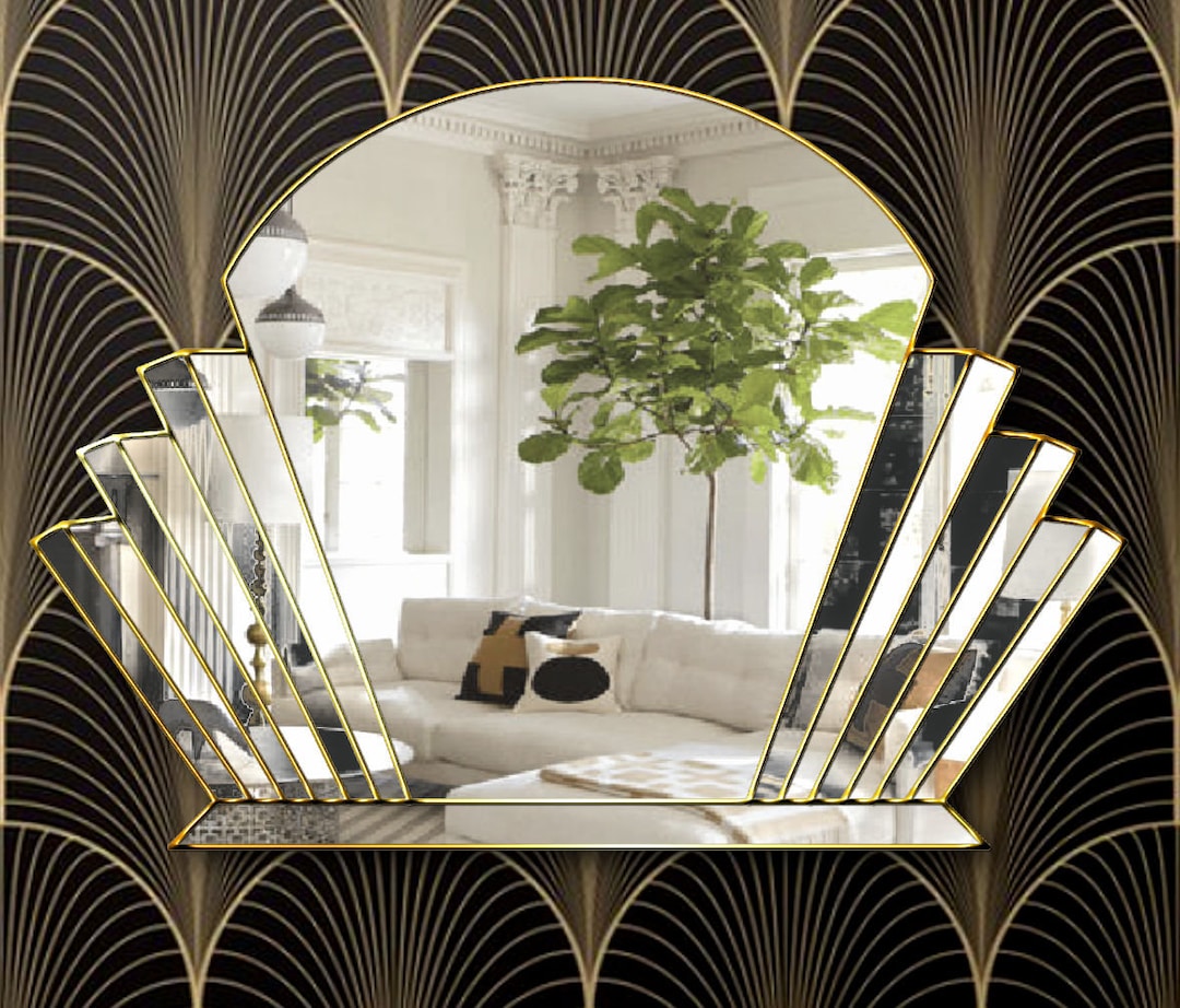 Fan Overmantle Art Deco Gold Handmade Wall Mirror 'venus' - Etsy