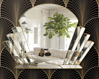 Fan Overmantle Art Deco Gold Handmade Wall Mirror ‘Venus’