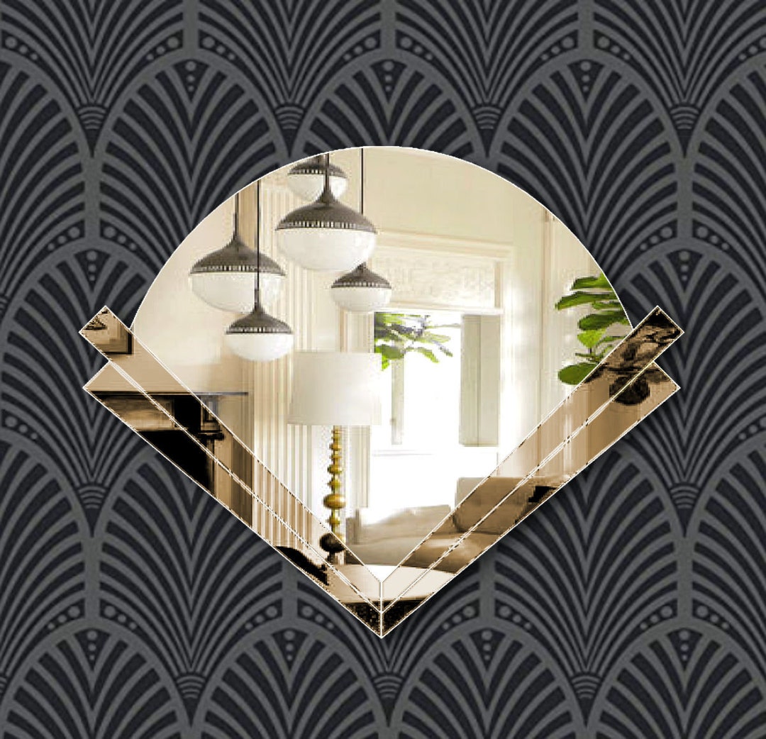 Art Deco Fan Handmade Wall Mirror With Bronze Tinted Mirror Etsy