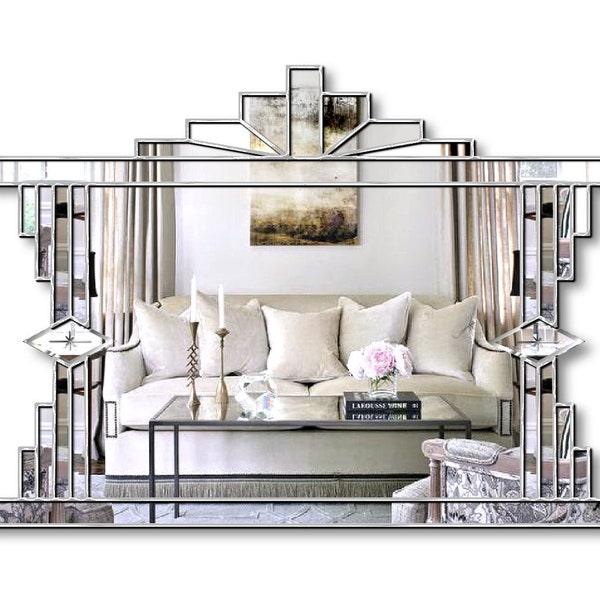 British Handmade Art Deco Over Mantle Wall Mirror - Melody