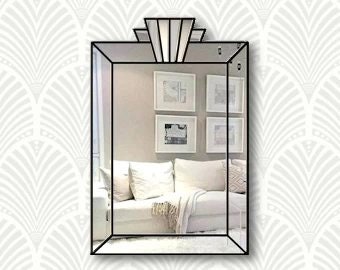Art Deco Fächer Spiegel Vienna Royal 'The Regal Radiance Mirror' in Schwarz