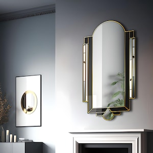 Athena Tall Art Deco Full Length Mirror in Black