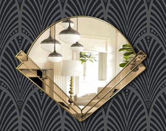 Handgemachter Clarice Art Deco Wandspiegel in Bronze
