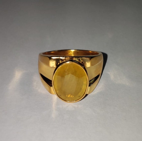 Certified Yellow Sapphire (Pukhraj) Gemstone Ring - Shraddha Shree Gems