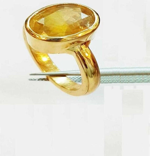 Buy MBVGEMS YELLOW SAPPHIRE RING 10.25 Carat PUKHRAJ RING GOLD PLATED  Adjustable Ring Gemstone Ring for Men and Women (Lab - Tested) at Amazon.in