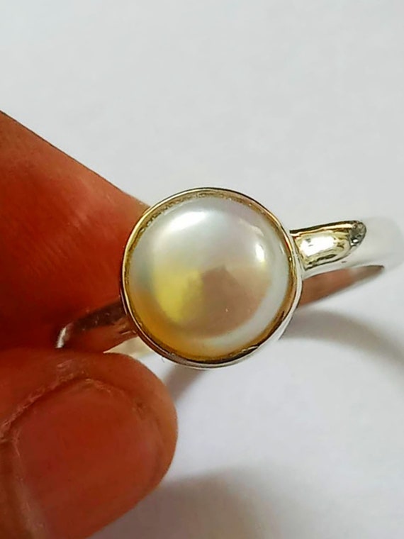 Lab Certified and 100% Natural Round 6.25 Carat White Small Pearl/ Moti  Rings, June Birthstone Ring, Silver Pearl Ring - Etsy | Silver pearl ring,  Natural pearl ring, Pearls
