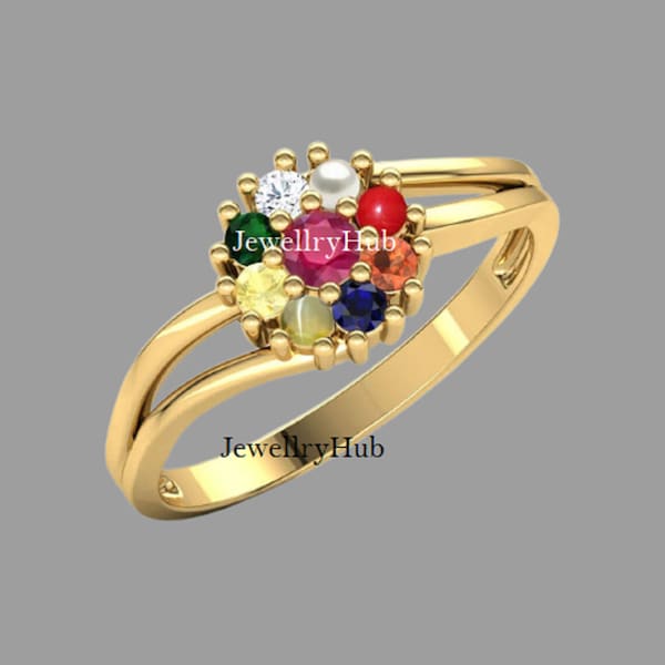 Navratna Ring Multi Stone Ring Nine Gemstone Ring Panchdhatu 14k Gold Filled Handmade Ring For Men And Women