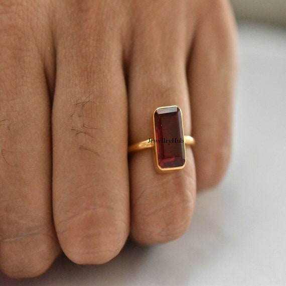 Hessonite Garnet Ring, Gomed Ring In Sterling Silver