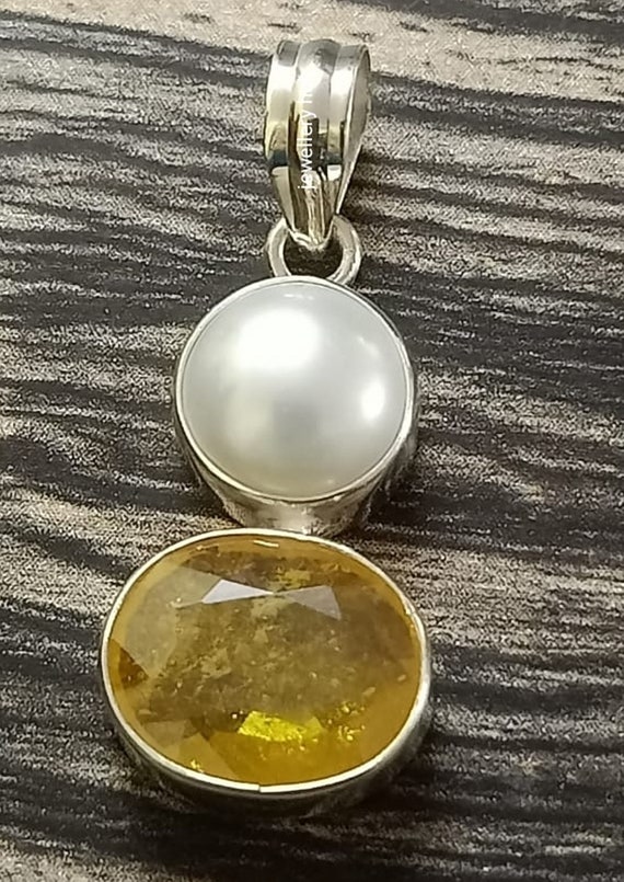 Yellow sapphire and best sale pearl