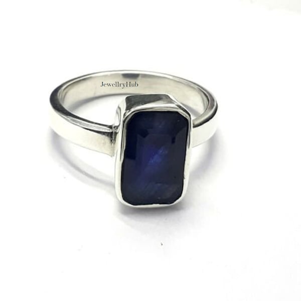 Natural Certified Blue Sapphire/Neelam Ring In 925 Sterling Silver Handmade Ring For Men & Women