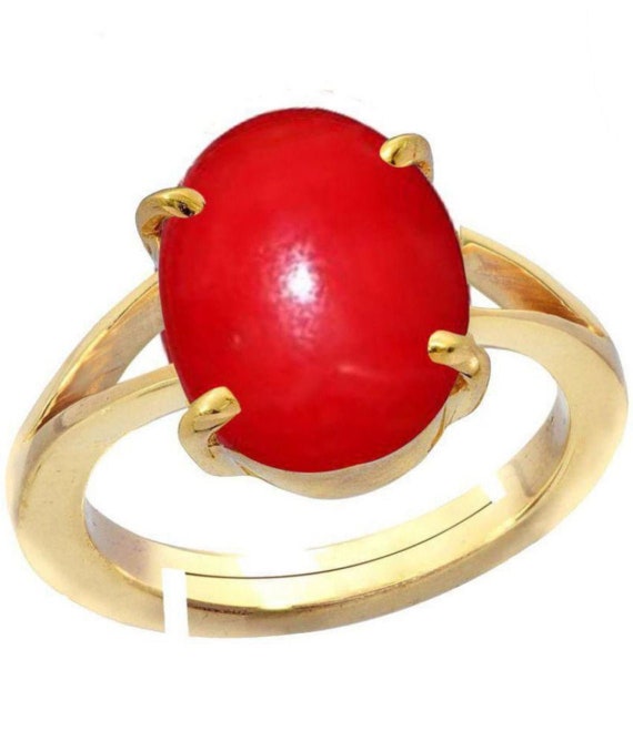 Red Coral Ring moonga Ring Certified Coral Gemastone Ring in