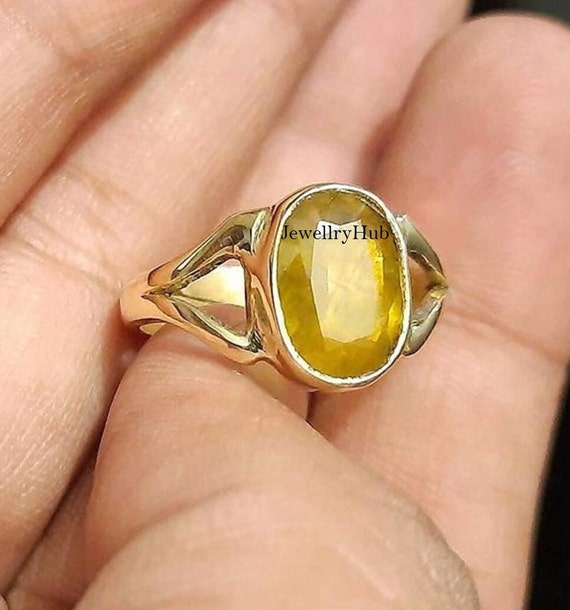 Amazon.com: Natural Certified unheated untreated sapphire/peela pukhraj  stone ring/ceylon mines yellow sapphire ring/oval mix stone ring (5) :  Clothing, Shoes & Jewelry