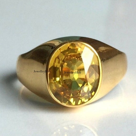 Yellow Stone with Diamond Glittering Design Gold Plated Ring for Men -  Style B524 – Soni Fashion®