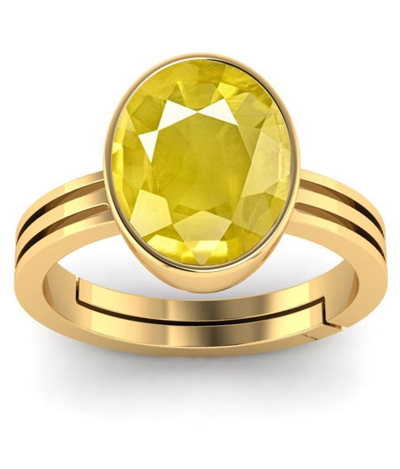 MBVGEMS YELLOW SAPPHIRE RING 9.25 Carat Natural PUKHRAJ RING GOLD PLATED  Adjustable Ring Adjustable Ring for Man and Women : Amazon.in: Fashion
