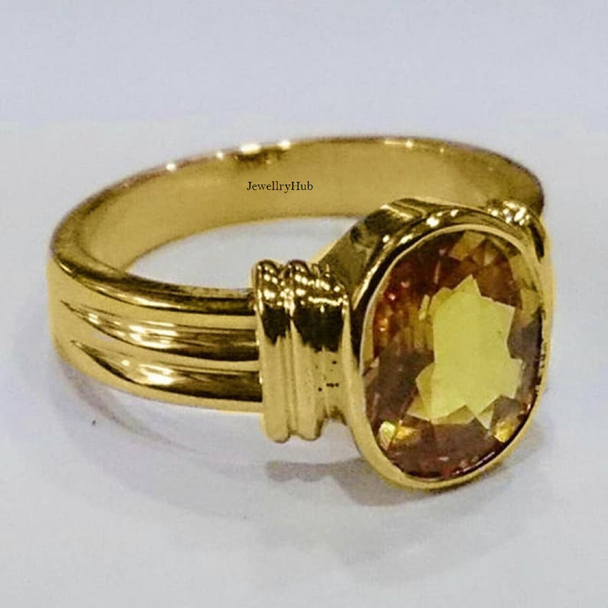Buy Ceylonmine Yellow Pukhraj Stone Gold Plated Ring Online at Best Prices  in India - JioMart.