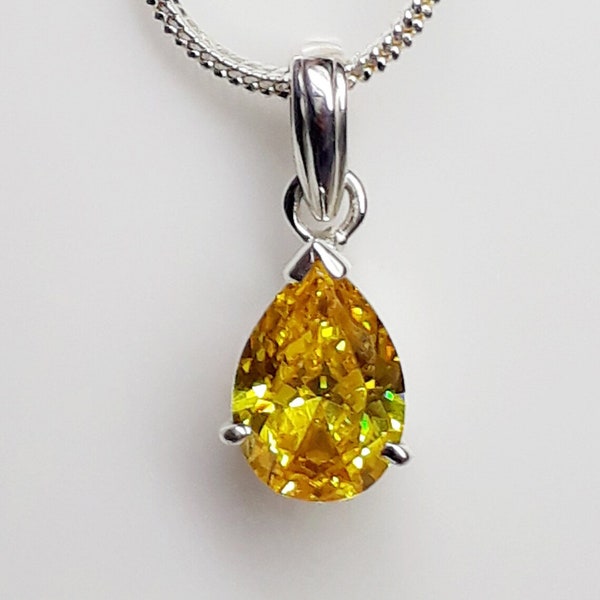 Yellow Sapphire Pendant/ Sapphire Necklace/Gemstone Locket In Sterling Silver92.5 Handmade Pendant For Men And Women