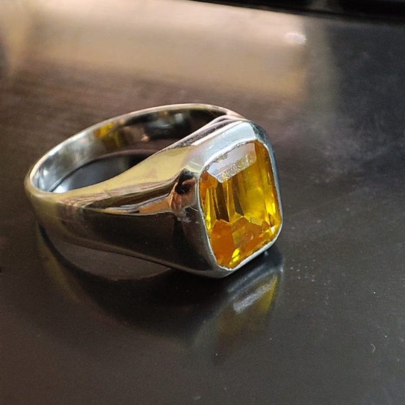 Buy quality 92.5 Silver Ring in Pukhraj Natural yellow Stone & oxidised in  Ahmedabad