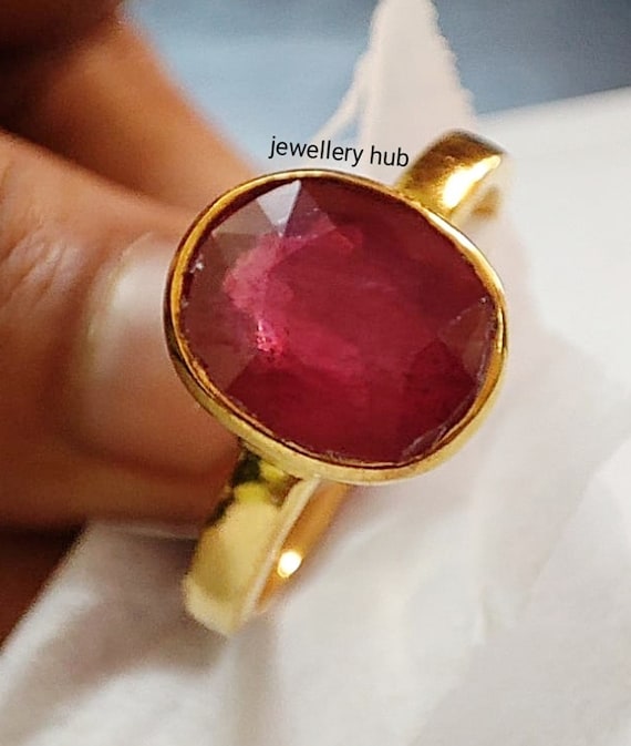 Buy JEMSKART 8.25 Ratti Natural Ruby Manik Loose Gemstone Gold Plated  Birthstone Astrology Rashi Ratan Adjustable Ring for Men & Women at  Amazon.in
