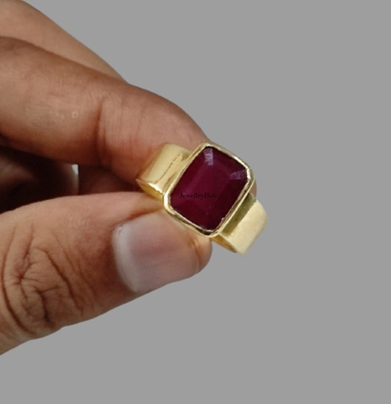 TODANI JEMS 12.25 Ratti Ruby Manik Birthstone/Astrology/Rashi Ratan  Adjustable Brass Ruby Ring - Price History