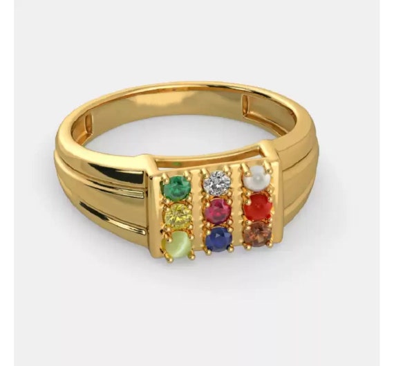 Arihant Gems & Jewels Adult Natural Navaratna (9 Stones) Panchdhatu Gold  Plated Ring Size 11|Amazon.com