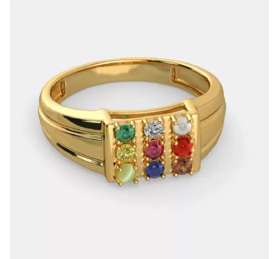 Gold Navaratna Ring Designs for Ladies - JD SOLITAIRE