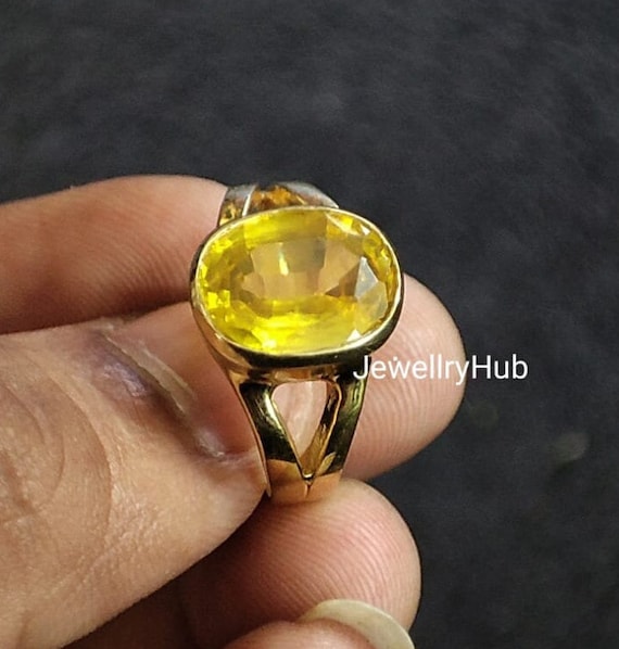 Natural Certified Yellow Sapphire Ring Pukhraj Ring Copper