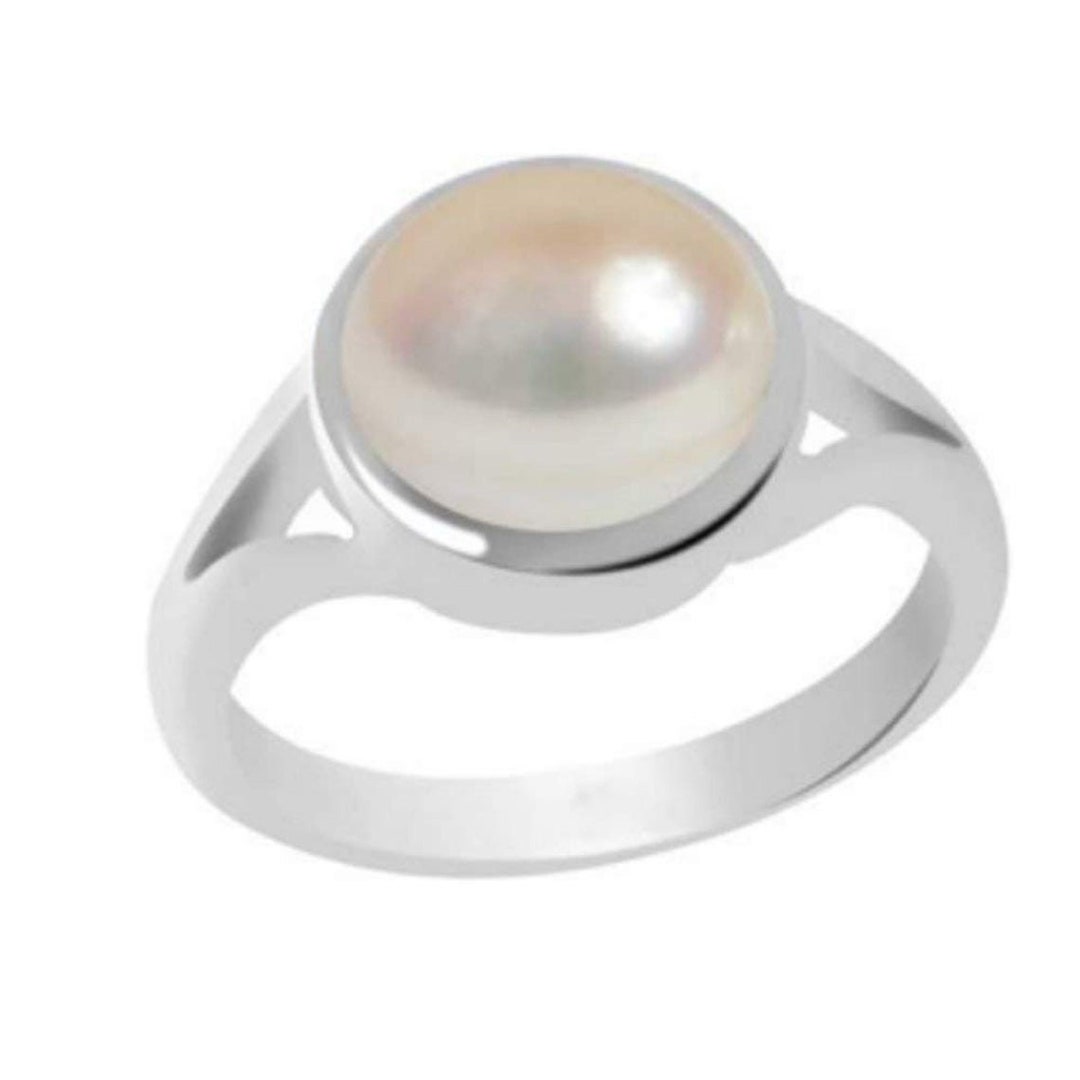 Natural Certified Pearl Ring/white Pearl Ring/pearl Gemstone Ring in