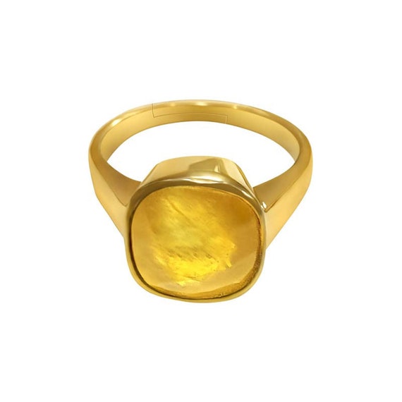Buy Pukhraj stone ring Natural certified gemstone yellow sapphire gold  plated ring for men women Online - Get 45% Off