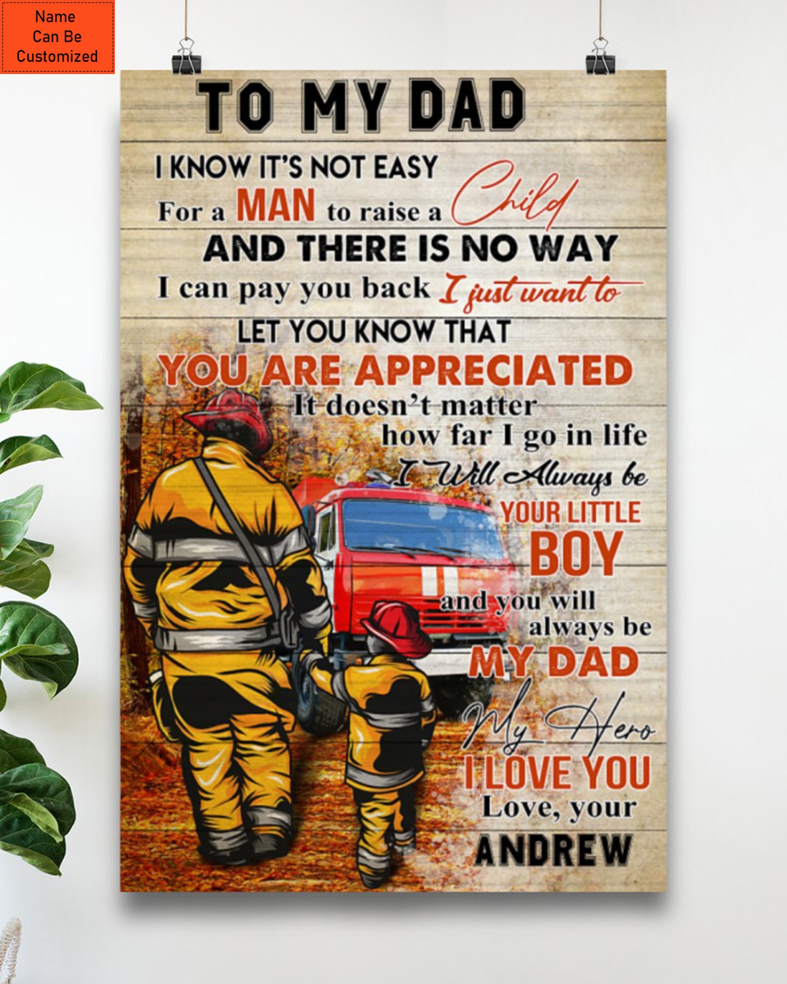 Personalized Firefighter To My Dad I Know It's Not Easy | Etsy