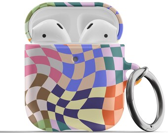 Airpod Case Checkers, Cool Funky Retro Aesthetic Pattern, Groovy Checkerboard Case for Airpods 1st Gen, 2nd Gen, Airpod Pro and Airpod 3