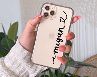 Personalized Clear Phone Case with Heart Name for iPhone or Samsung