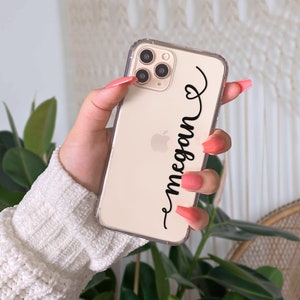 Personalized Clear Phone Case with Heart Name for iPhone or Samsung