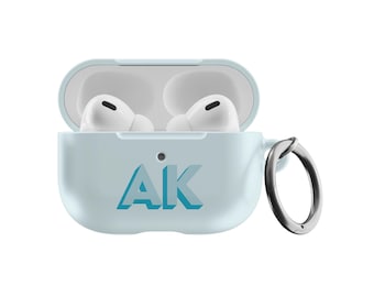 Custom Airpod Case Monogram Airpod Pro Case with Large 3D Initials Shadow Text, Personalised Airpod Case