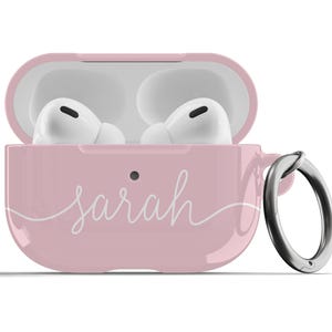 Personalized Airpods Pro Case with Keychain and Name, Airpods Pro Case, Airpods Pro Cover Customised Name Pink or ANY COLOR