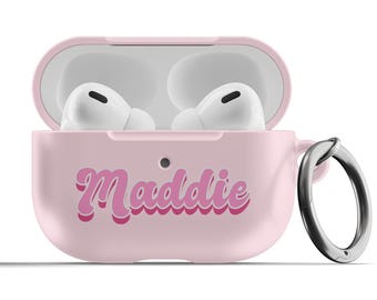 Cute Personalized Airpod Pro Case with Keychain, Personalized Airpod Pro Case Pink Airpod Cover with Custom Name