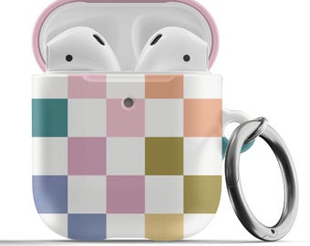 Estuche para Airpods a cuadros para Airpods Pro o Airpods, diseño retro colorido, accesorios de regalo lindos y modernos para adolescentes o universitarias