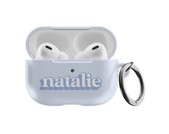 Airpod Pro Case Personalized with Cool Blue Retro Font, Add your Name