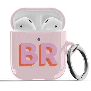 Cute Airpod Case Initials, Trendy Airpod Case, Airpod Pro Case, Personalized Airpod Case, Trendy Airpod 4 Case Pink and Orange Gift or Girl