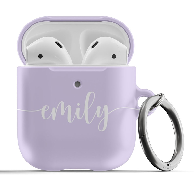 Personalised AirPod Case Cover Shell for Airpods 1 2 & Pro 1 Name Monogram Purple image 5