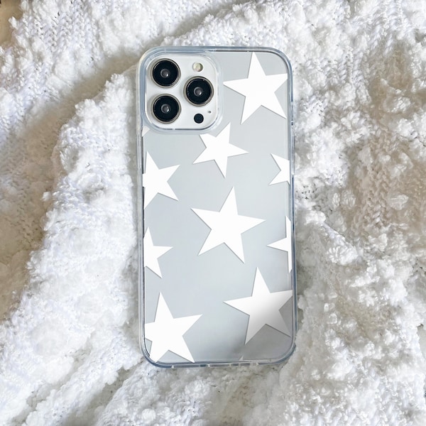 White Star Phone Case, Clear Phone Case, Trendy iPhone Case iPhone 14 13 12 11 Pro Max Case Plus | Case for iPhone Aesthetic Case for iPhone