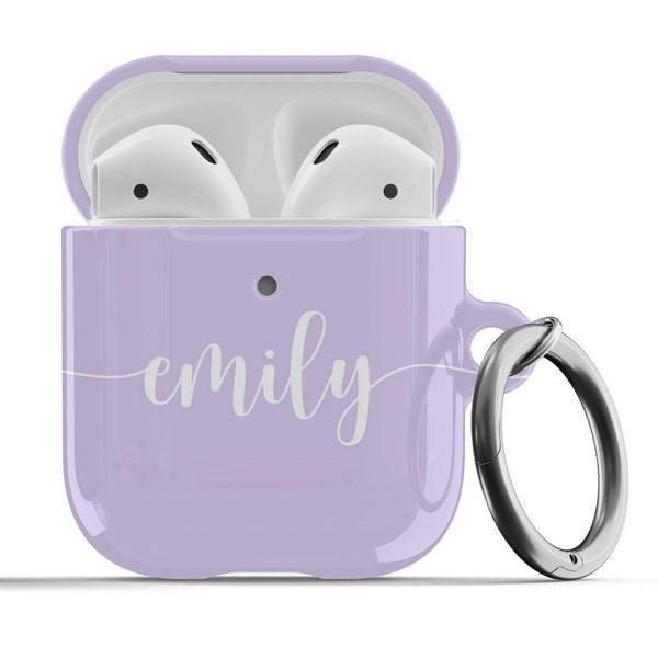 Personalised Airpod Case Cover Shell for Airpods 1 2 & Pro 1 Name Monogram Purple